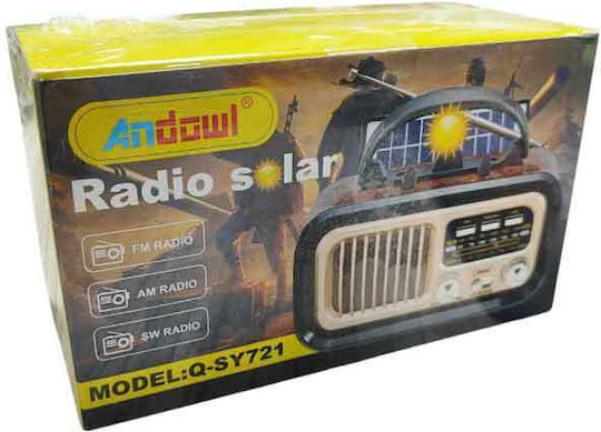 Andowl Q-SY721 Επιτραπέζιο Ραδιόφωνο Ηλιακό Καφέ