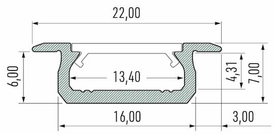 Silver Aluminum Profile Type Z 1m + Milky Lens