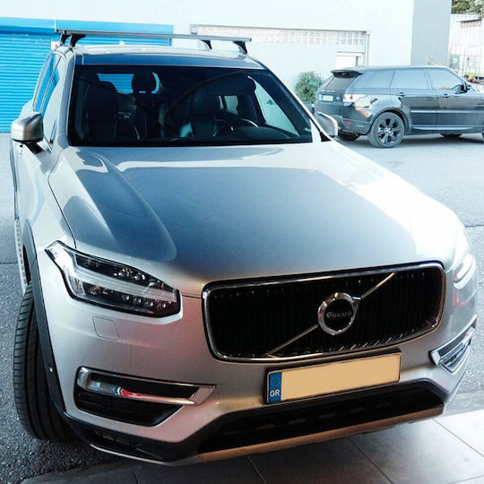 Bare de acoperiș aerodinamice din aluminiu Cruz Airo T-128cm Set picioare pentru Volvo Xc90 2015+ Fără balustradă Argintii 2 bucăți
