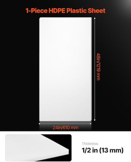 Vevor 1-bucată Foaie din Plastic HDPE Panou din Plastic 24 x 48 Inch Grosime 1/2 Inch