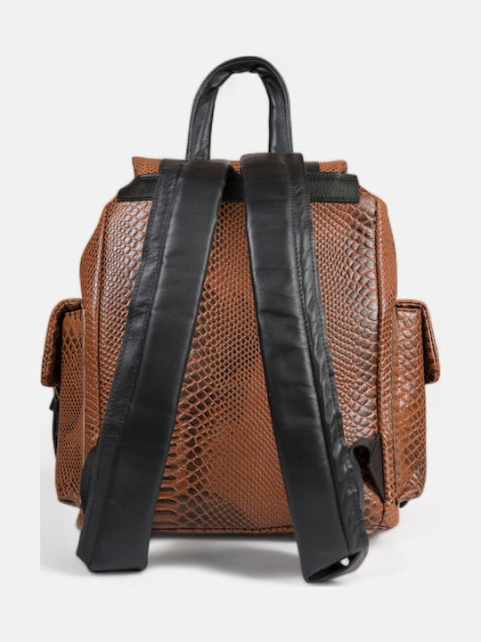 Leder Damentasche Rucksack Tan Animal Print