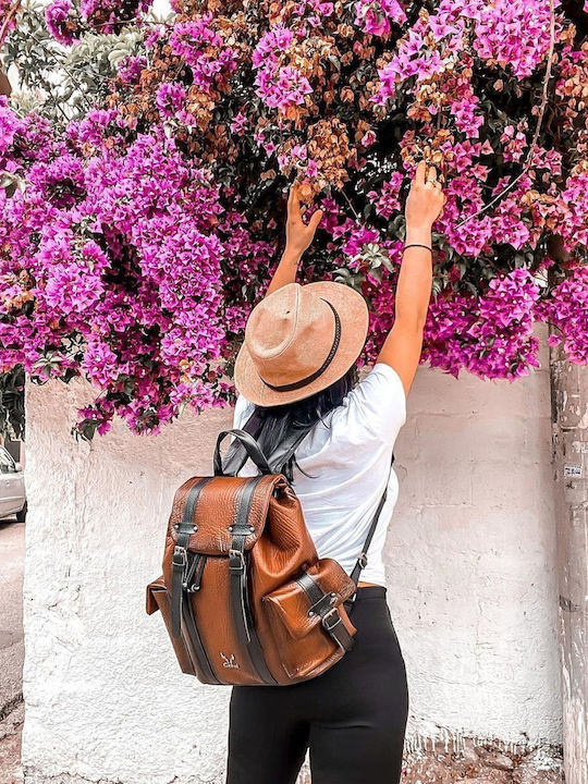 Leder Damentasche Rucksack Tan