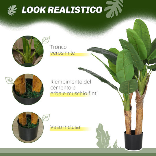 Homcom Artificial Banana Plant Height 120 cm Pot Included Indoor Green 830-941v00gn