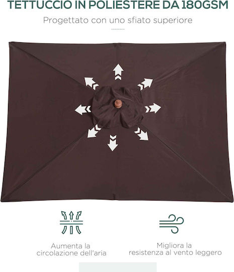 Square Wooden Brown Garden & Terrace Parasol 2x1.5xHeight 2.3m