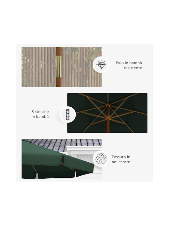 Umbrelă Rotundă Din Lemn Verde Φ3.25xÎnălțime 2.5m