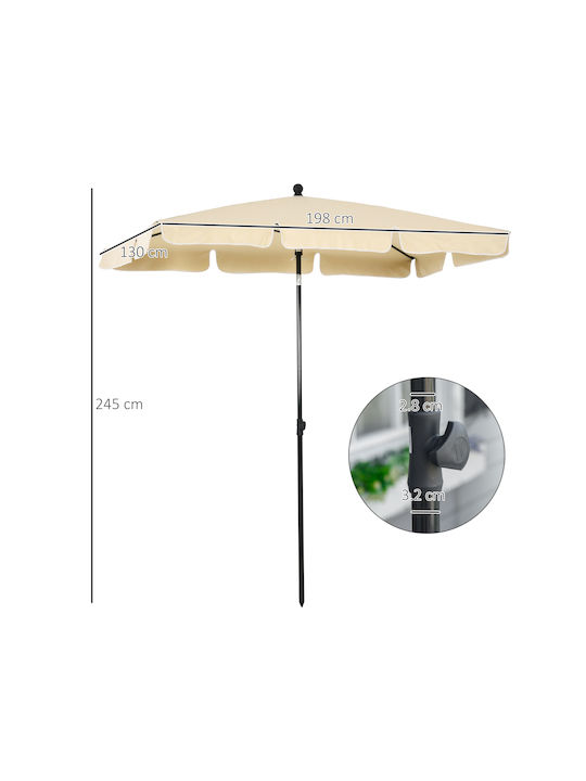 Umbrella Floor Square Aluminum Beige with Base & Steering Wheel 2x1.3m