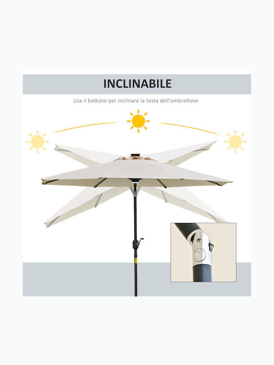 Umbrelă Rotundă Din Aluminiu Bej Φ2.66m