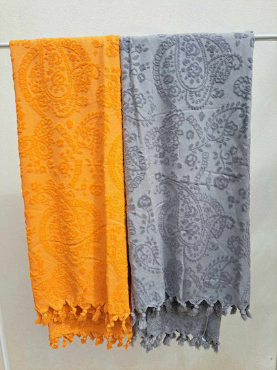 Noidinotte Beach Towel Cotton Orange with Fringes 90x170cm.