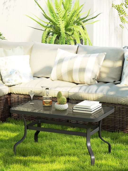 Metal Masa Masa de lounge pentru spații exterioare Negru 95x55x46buc