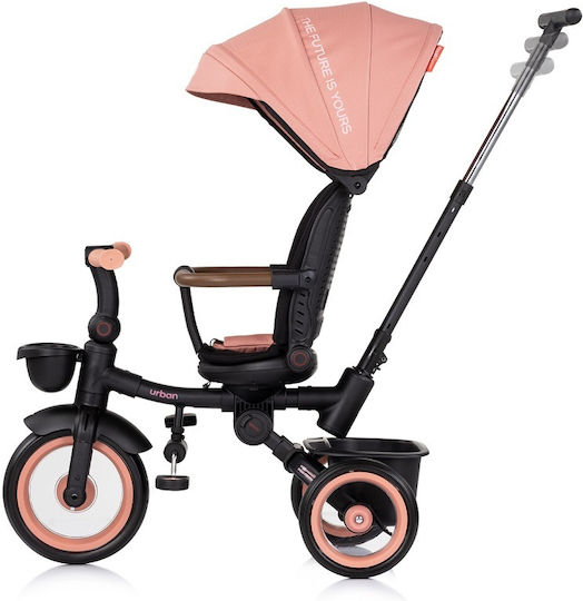 Chipolino Kids Tricycle Urban Foldable Convertible with Parental Handle and Sunshade for 12 Months Pink Marshmallow