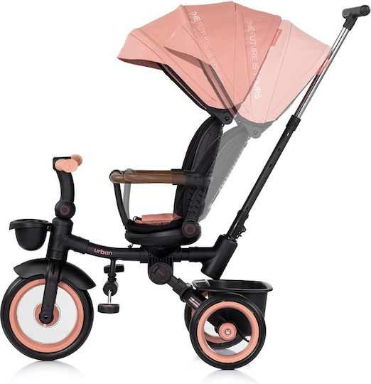 Chipolino Kids Tricycle Urban Foldable Convertible with Parental Handle and Sunshade for 12 Months Pink Marshmallow