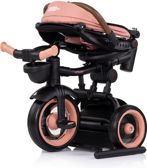Chipolino Kids Tricycle Urban Foldable Convertible with Parental Handle and Sunshade for 12 Months Pink Marshmallow
