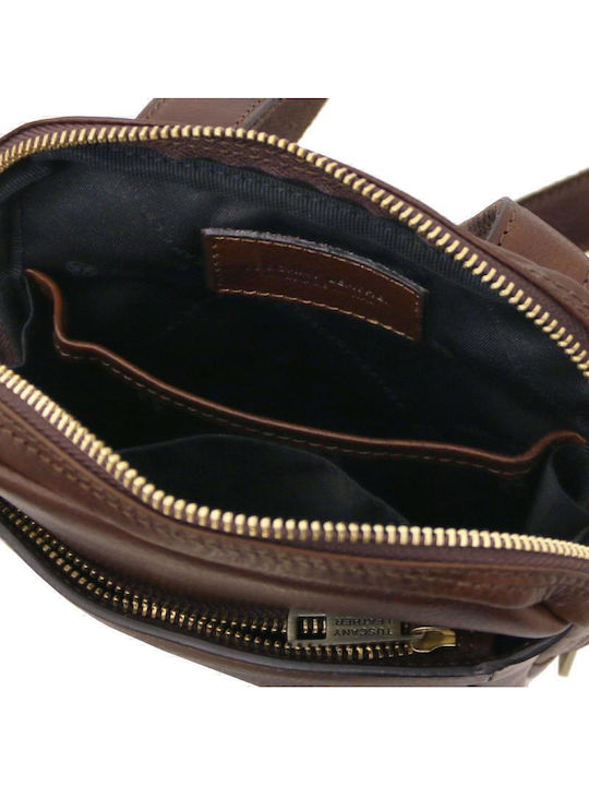 Δερμάτινη Herren Tasche Schulter / Crossbody Braun Dunkel