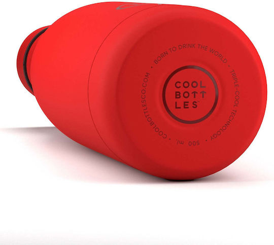 Cool Bottles Μπουκάλι Θερμός Ανοξείδωτο 500ml Έντονο Κόκκινο