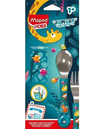 Maped Baby Set mit Gabel aus Metall in Hülle Mehrfarbig 3Stück