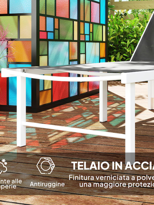 Ξαπλώστρα Μεταλλική με Ύφασμα Textilene Λευκή 60x166x84εκ.