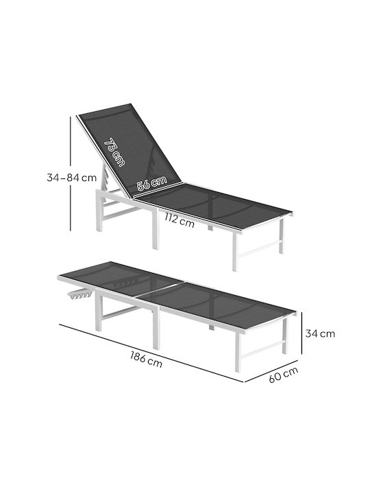 Ξαπλώστρα Μεταλλική με Ύφασμα Textilene Λευκή 60x166x84εκ.
