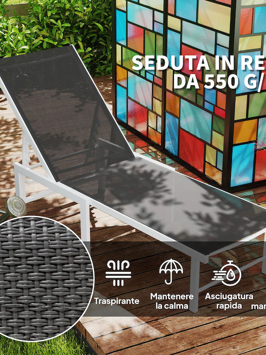 Ξαπλώστρα Μεταλλική με Ύφασμα Textilene Λευκή 60x166x84εκ.