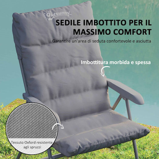 Outsunny Lounger-Armchair Beach with Recline 5 Slots Gray 66x58x105cm