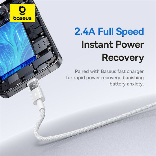Baseus Data Braided USB-A la Cablu Lightning 12W Alb 2m (P10382700211-01)