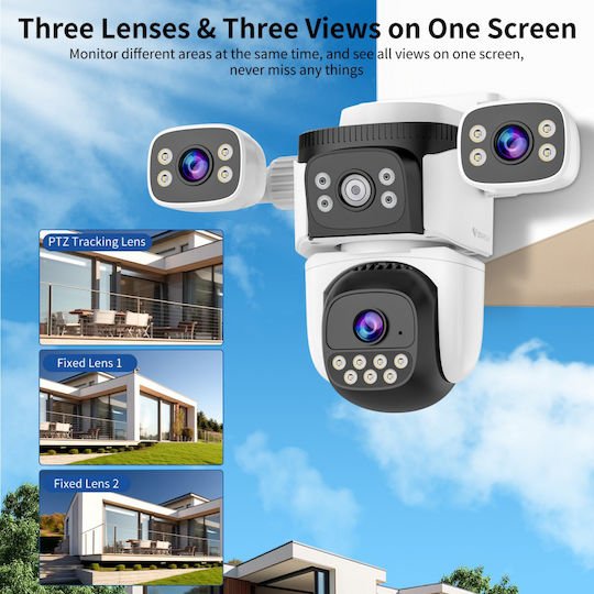 Vstarcam CS621SR IP Triple Κάμερα Παρακολούθησης Wi-Fi Full HD 1080p Αδιάβροχη με Αμφίδρομη Επικοινωνία και Φακό 4mm
