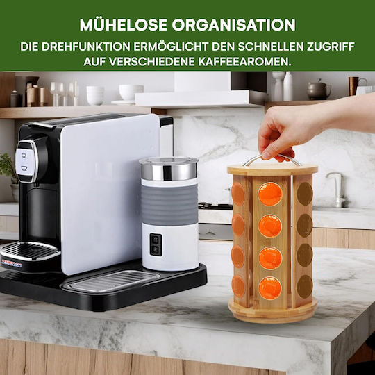 Rotating Wooden Coffee Capsule Holder Stand 24 Capsules 30 X 16.5 Cm