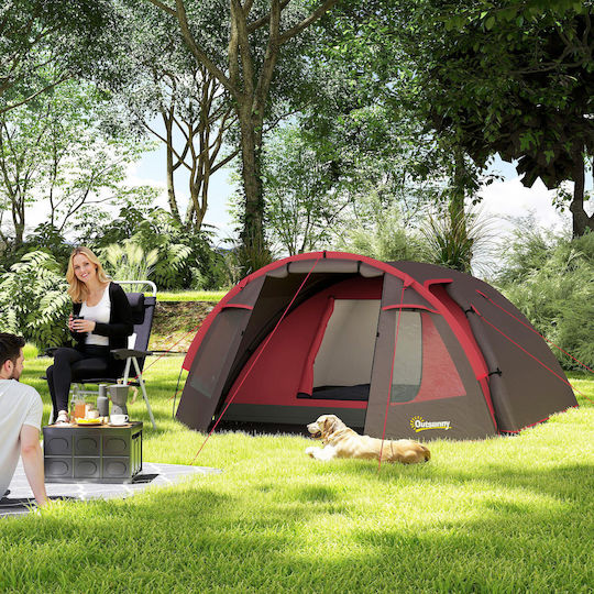 Outsunny Σκηνή Camping Τούνελ Ορειβασίας Γκρι 4 Εποχών για 4 Άτομα Αδιάβροχη 3000mm 360x250x130εκ.