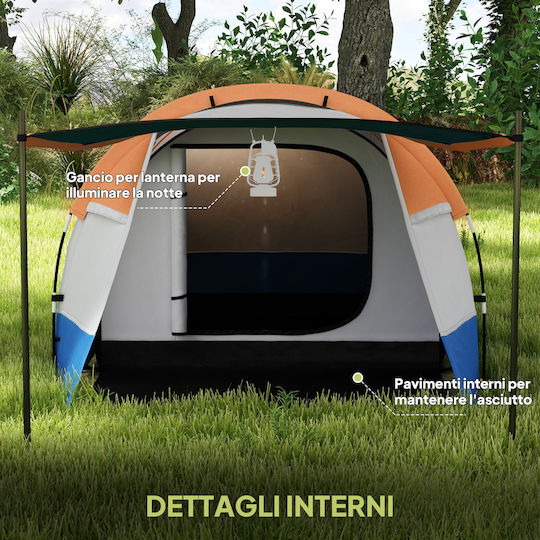 Outsunny Outsunny Camping Tent Tunnel Orange with Double Cloth 3 Seasons for 3 People 420x200x150cm