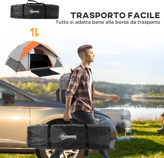Outsunny Σκηνή Camping Igloo Ορειβασίας Γκρι με Διπλό Πανί 4 Εποχών για 2 Άτομα Αδιάβροχη 3000mm 210x150x110εκ.