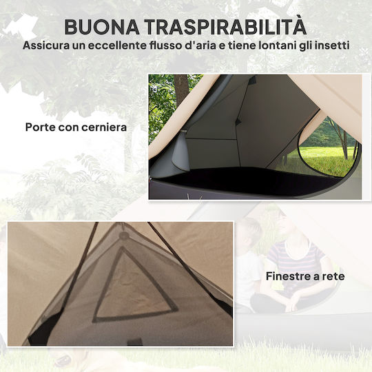 Outsunny Σκηνή Camping Ορειβασίας Μπεζ με Διπλό Πανί 4 Εποχών για 2 Άτομα Αδιάβροχη 3000mm 280x225x110εκ.