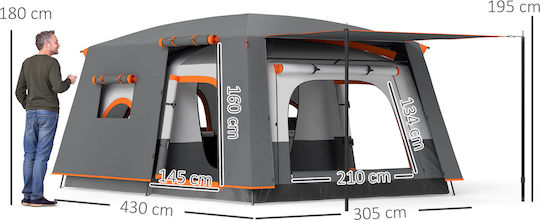 Outsunny Camping Tent Grey 4 Seasons For 4 People 430x305x195cm