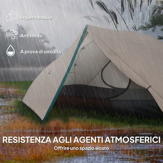 Outsunny Σκηνή Camping Ορειβασίας Μπεζ με Διπλό Πανί 4 Εποχών για 2 Άτομα Αδιάβροχη 3000mm 280x225x110εκ.