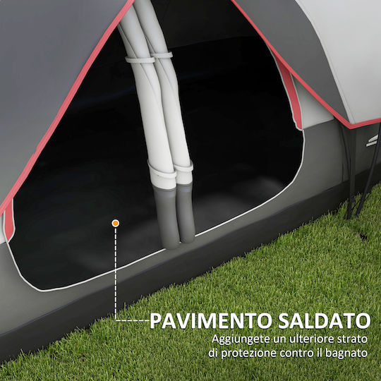 Outsunny Σκηνή Camping Τούνελ Γκρι με Διπλό Πανί 3 Εποχών για 6 Άτομα 450x215x180εκ.