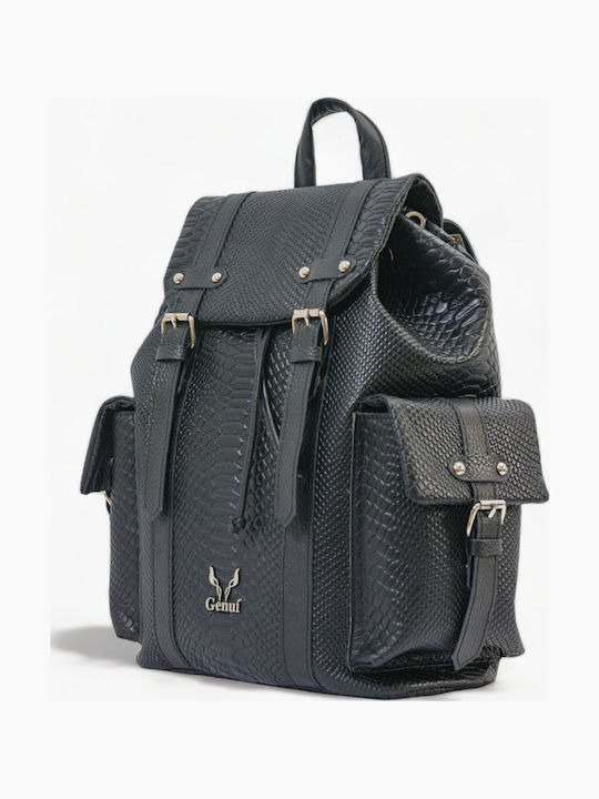 Genui Leather Backpack Μαύρο