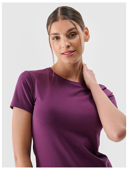 Дамска Памучна Блуза С Къс Ръкав Лилава