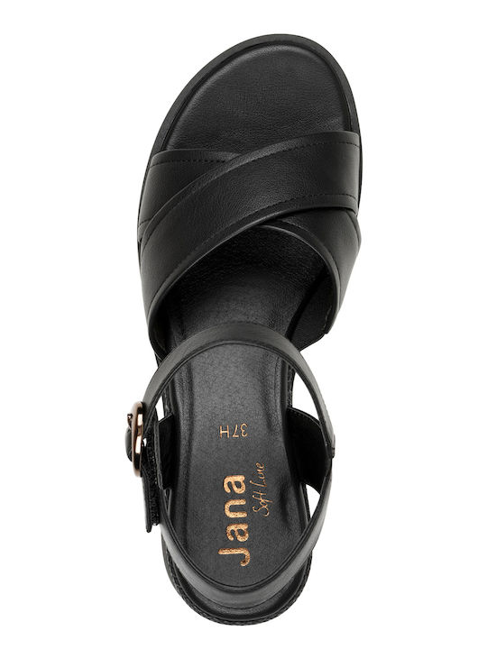 Leder Flache Damen Sandalen Anatomisch Schwarz