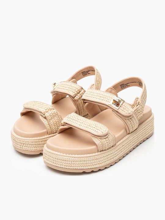Bigmona Γυναικεία Σανδάλια Flatforms Μπεζ