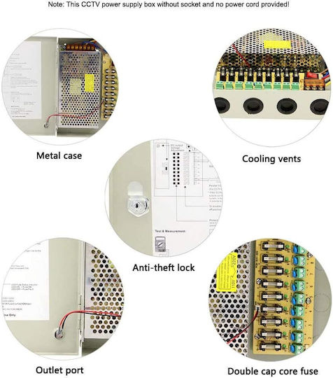 Τροφοδοτικό Συστημάτων CCTV 12V/10A/PA18