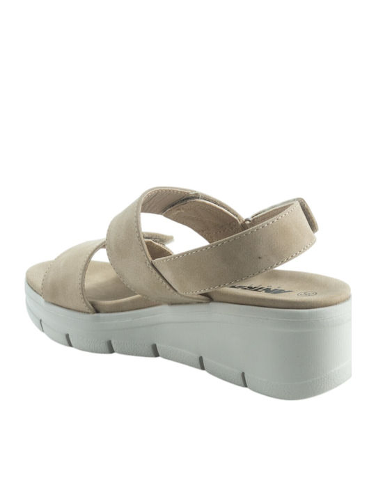 Women's Flat Sandals in Beige Color