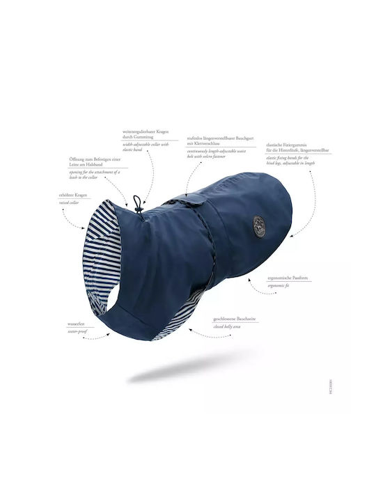 Hunter Blue Waterproof / Windproof Dog Coat with 50cm Back Length