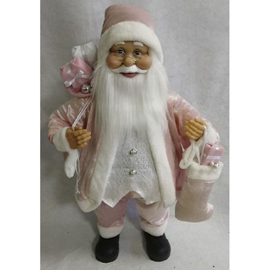 Dekorativer Weihnachtsmann Rosa aus Stoff 80cm