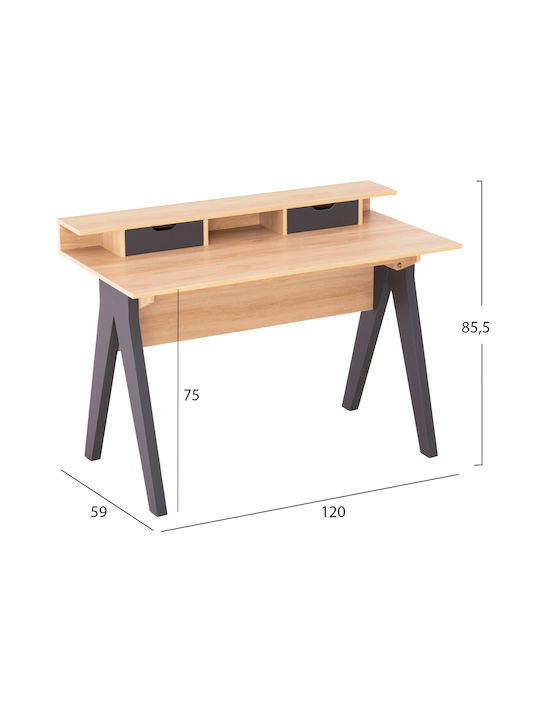 Birou Rexin Din Lemn Sonama-Gri 120x59x75cm