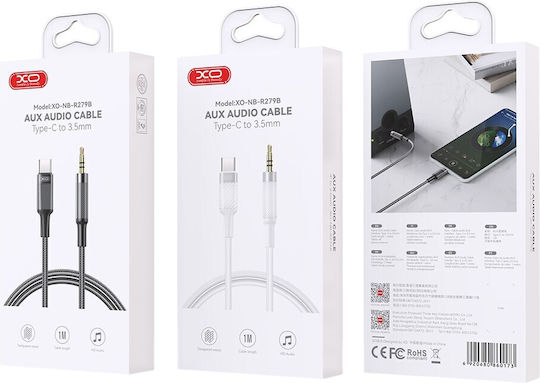 XO USB 2.0 Cable USB-C male - 3.5mm / USB-C Black 1m (16.005.0366)
