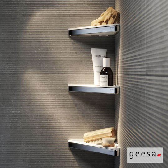 Geesa Colțar Montat pe perete Raft Baie Metal 23x17x2.5cm Albă