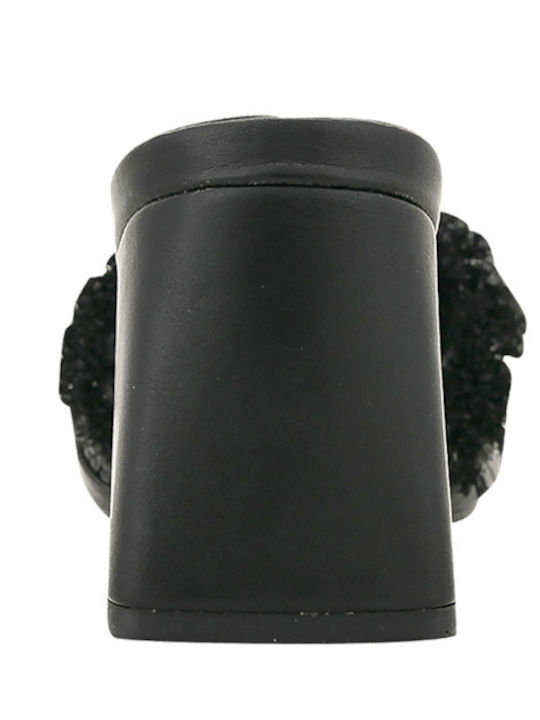 Marquel Leather Mules with Heel in Black Color