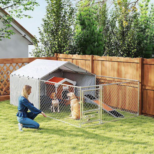 Pawhut Hundetore Park 400x230x150cm Silber