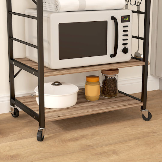 HomCom Metallic Kitchen Trolley 3 Tiers Gray 60x40x84cm
