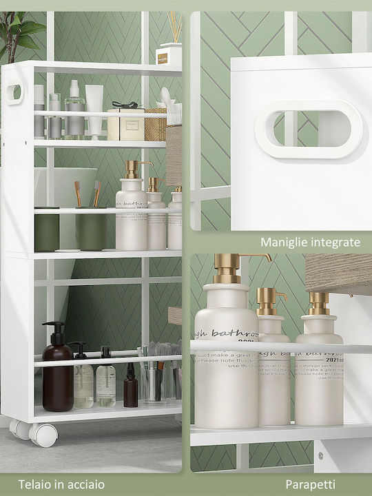 HomCom Wooden Kitchen Trolley 3 Tiers White 45x15x80cm