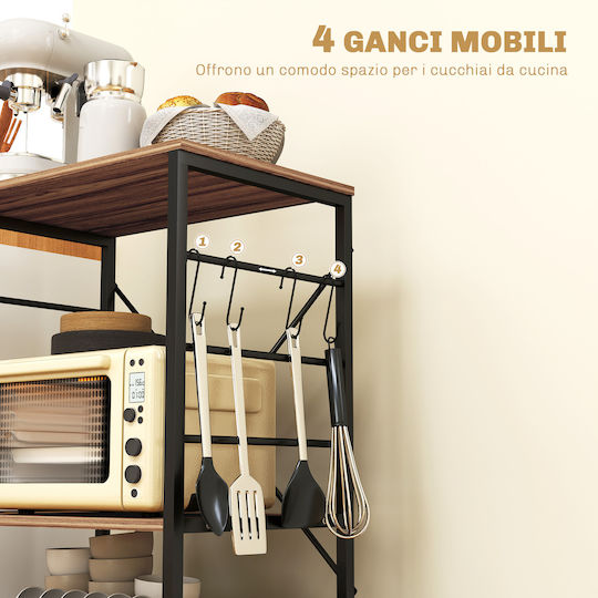 HomCom Metallic Kitchen Trolley 3 Tiers Gray 60x40x84cm