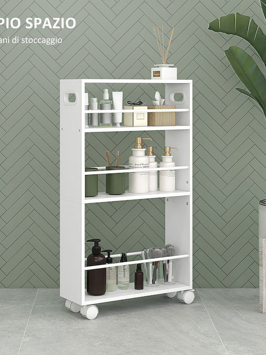 HomCom Wooden Kitchen Trolley 3 Tiers White 45x15x80cm